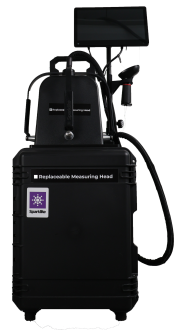 Sparklike Laser Portable device for non-invasive argon and krypton concentration measurement in insulating glass units.